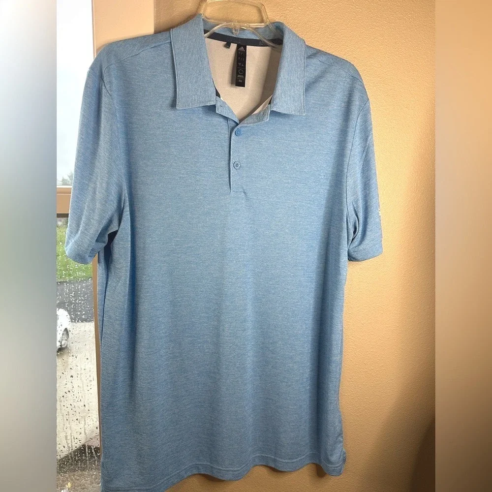 Adidas‎ HEAT.RDY Blue Golf Performance Polo Shirt Men's Large Moisture Wicking